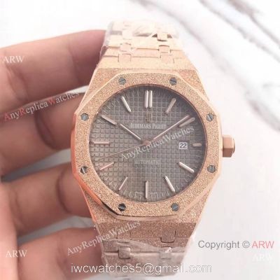 JF Factory Replica Audemars Piguet Frosted Rose Gold Gray Face 41mm Watch