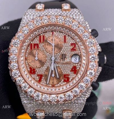 JF Factory Iced Out Audemars Piguet Royal Oak 1-1 JF 3126 Watch Rubber Strap