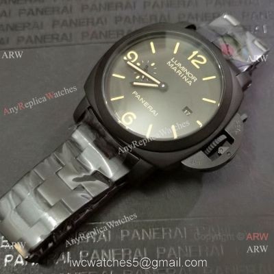 Solid Black Panerai Luminor Marina Pam00386 Watch Men