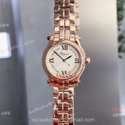 Copy Chopard Happy Sport 30mm Lady Watch Rose Gold White Dial