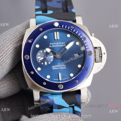 Copy Panerai Luminor Submersible Camo Rubber Strap Watch Pam1068