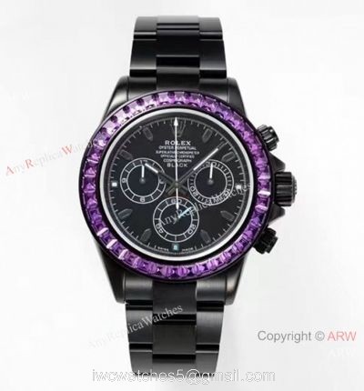 NEW! Noob Factory 4130 Rolex Daytona Blaken &8216;Black Venom 40 Watch Pink Diamond DLC Case