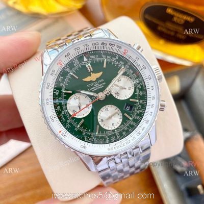 NEW! Swiss 7750 Breitling Navitimer Watch Green Dial Stainless steel 43mm