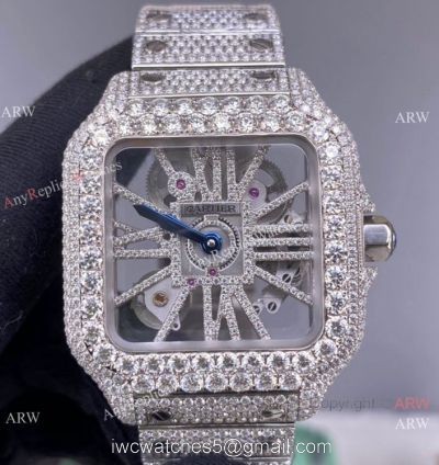 TW Factory Santos de Cartier Skeleton Watch Iced Out Cartier Automatic