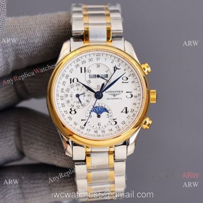 Swiss Quality Longines Master Moon Phase Watch Citizen Movement Two Tone Case