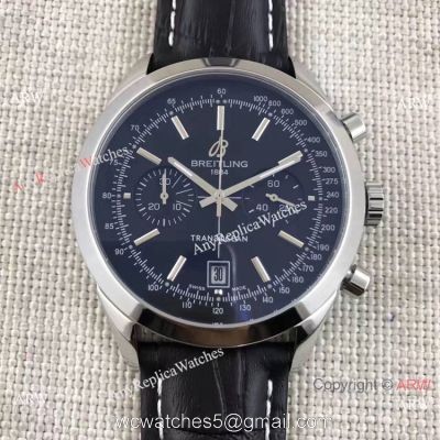 Clone Breitling Transocean Watch Black Chronograph Leather Strap