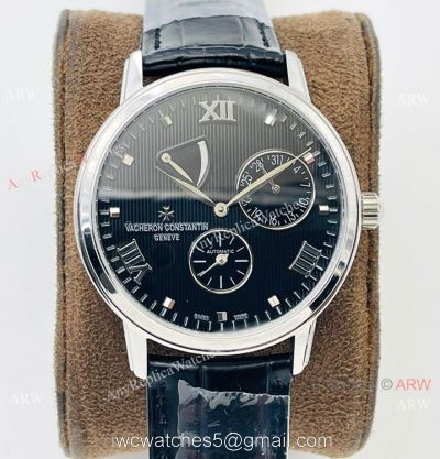 Swiss Grade Copy Vacheron Constantin Patrimony TWS Cal.1420 watch Black Power reserve Dial