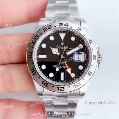 Noob Factory V7 Swiss 3186 Replica Rolex Explorer II 42mm Watch Black Dial