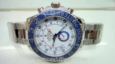 Rolex Yacht-Master II Watch SS White Face Blue Ceramic bezel watch 44mm